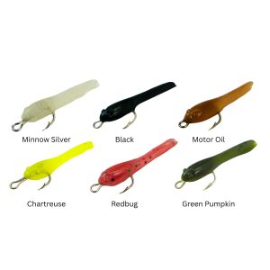 1.5 Inch Mini Tadpole Fishing Lure Color Options - Minnow Silver, Black, Motor Oil, Chartreuse, Redbug, and Green Pumpkin