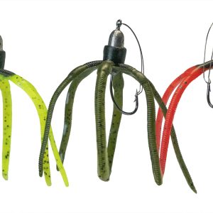 “DeLong The Squirm weedless soft plastic fishing lure made in USA — hand-poured, anise-scented, durable bass bait for lily pads and weeds.”