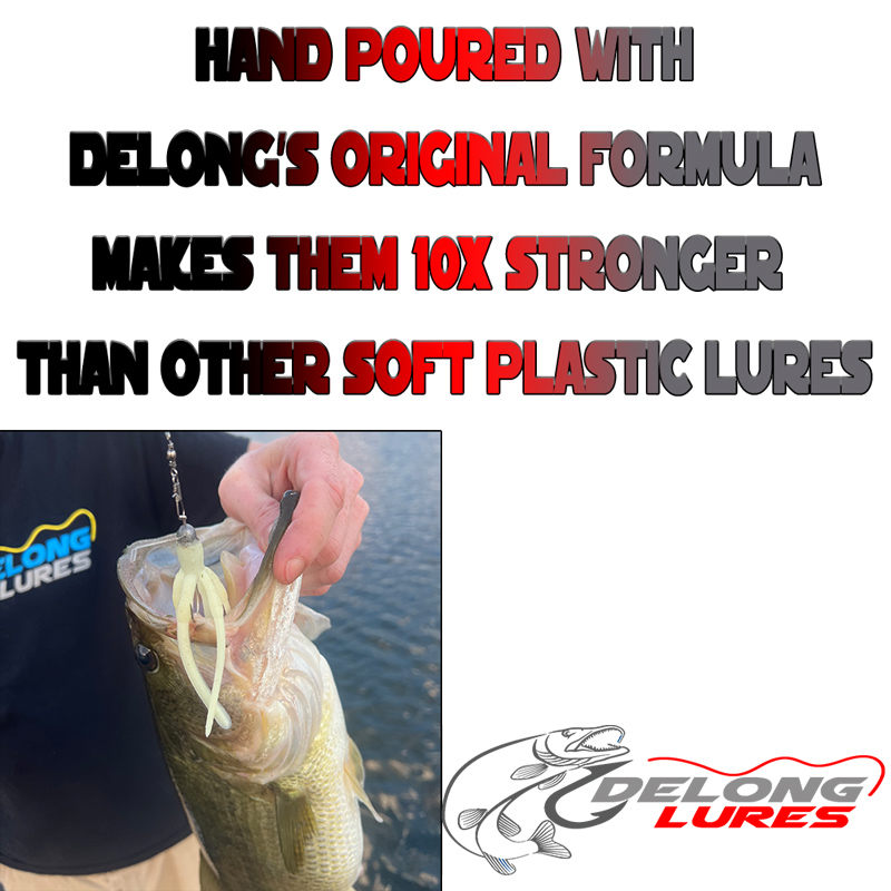 Delong Lures - 5 Sand Eel Lures for Bass, Striper, Pike, and Cobia, Prerigged Fishing Lures, Weedless Fishing Lures Premium Bass Fishing Lures for