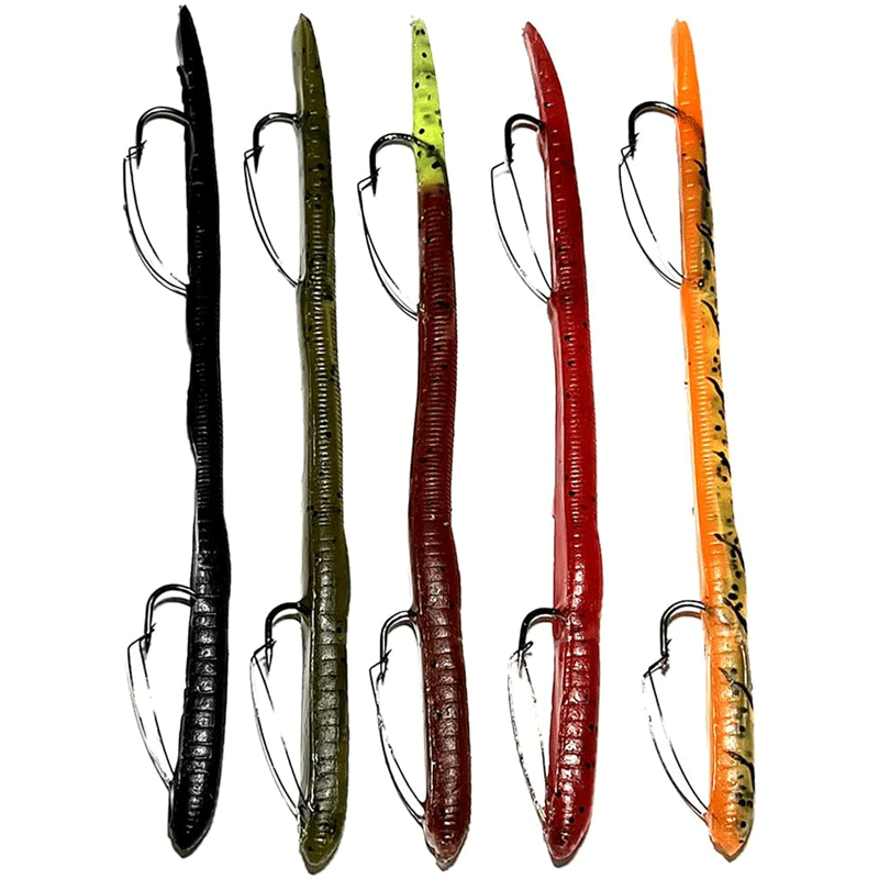 6 Weedless KILR Worm Value 5-Pack - Delong Lures