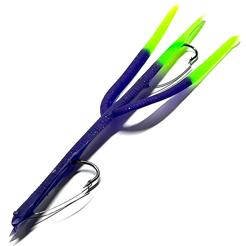 bass bait whacky rig meets senko weedless bass lure soft plastic purple-green