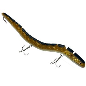 big rubber lure for muskie. 16" musky lure with treble hooks