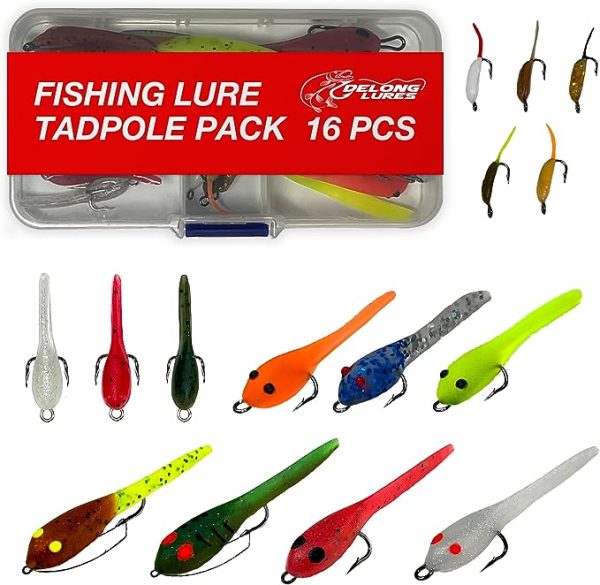 fishing lure kit for bass and crappie and bluegill. 15 pre rigged lures