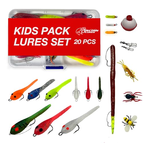 20 fishing lures for kids with tackle box