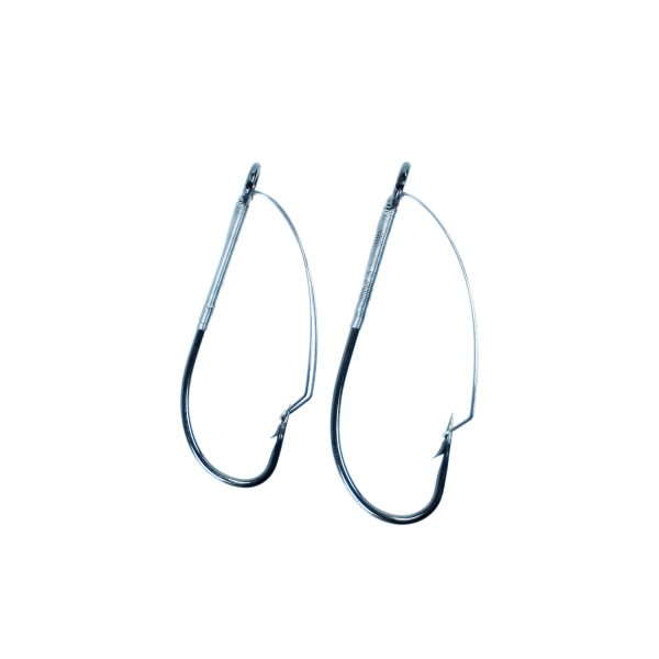 Weedless Wacky Rig Hooks with larger eyelets, weed guard, and wide-gap design for bass fishing rigs.