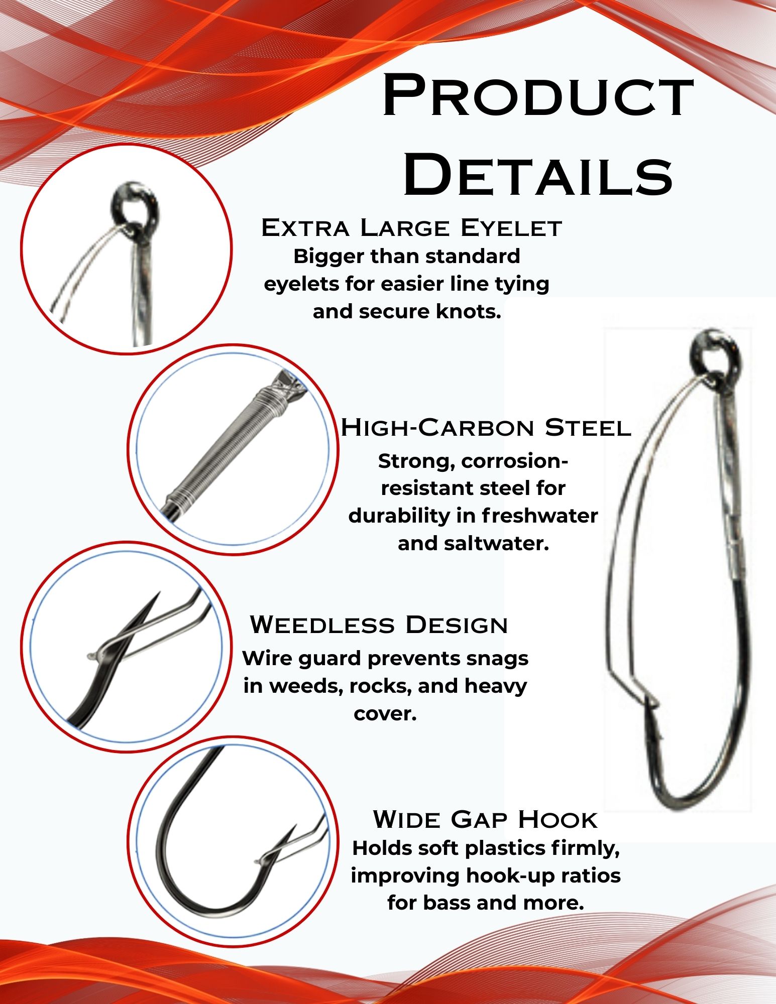 Weedless Wacky Rig Hooks - 100pack - Image 3