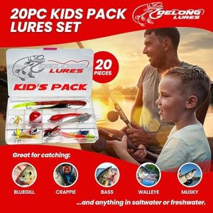 Parent and child fishing with the DeLong Lures Kids Pack, beginner-friendly fishing gear.
