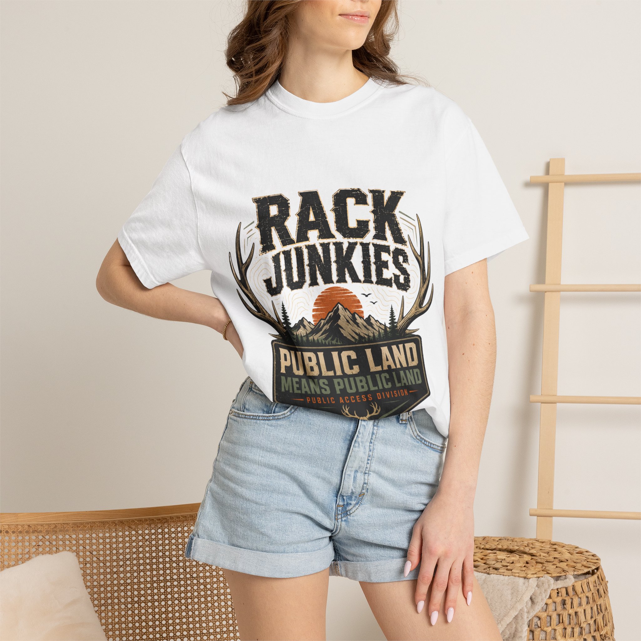 Rack Junkies Antlers Public Land T-Shirt | Hunting Outdoors Tee - Image 4